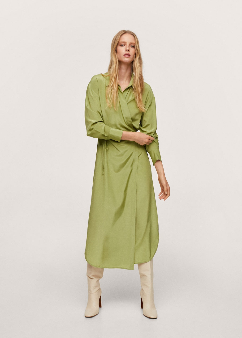 Wrapped satin dress