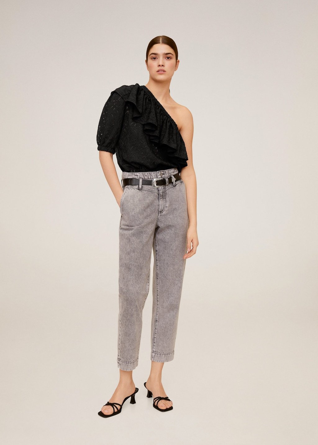 Ruffle asymmetric blouse