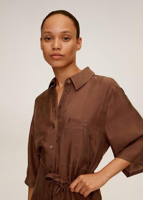 Belted cupro dress