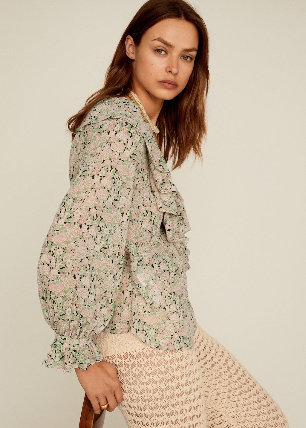 Ruffled floral blouse