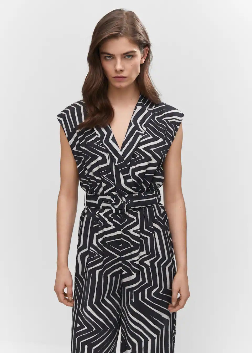 Belt printed jumpsuit