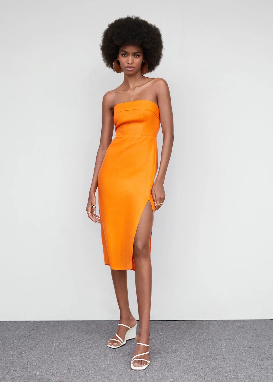 Linen strapless dress