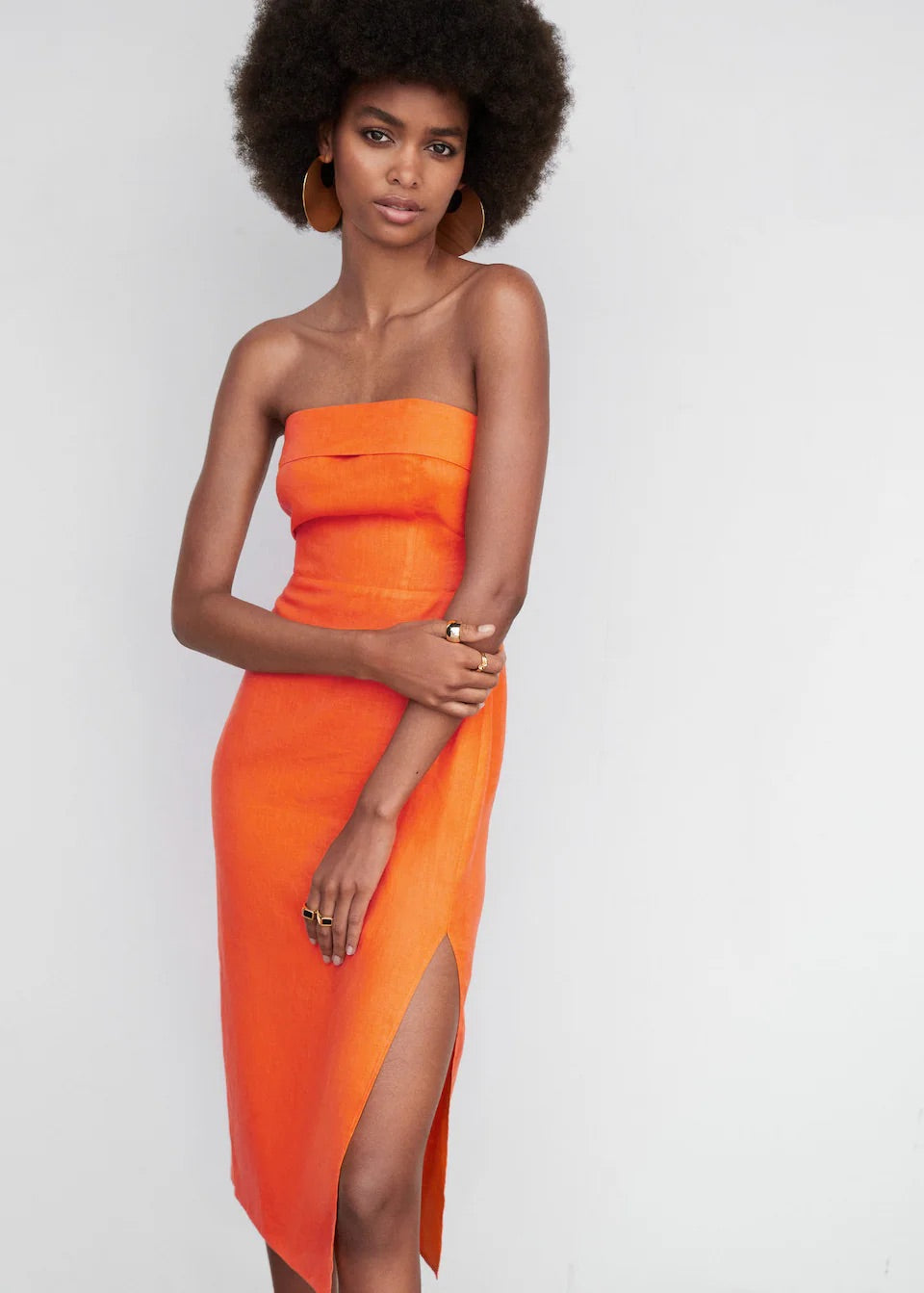 Linen strapless dress