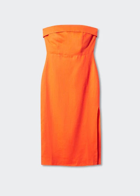 Linen strapless dress