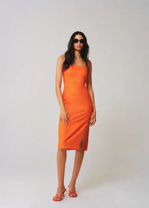 Linen strapless dress