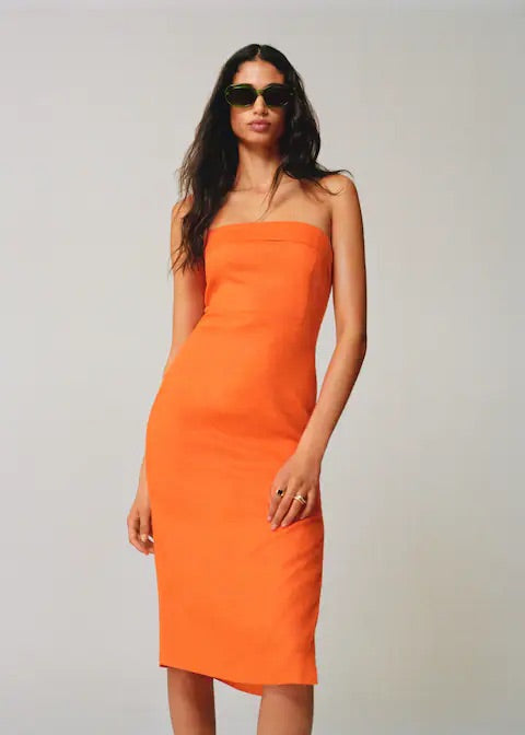 Linen strapless dress
