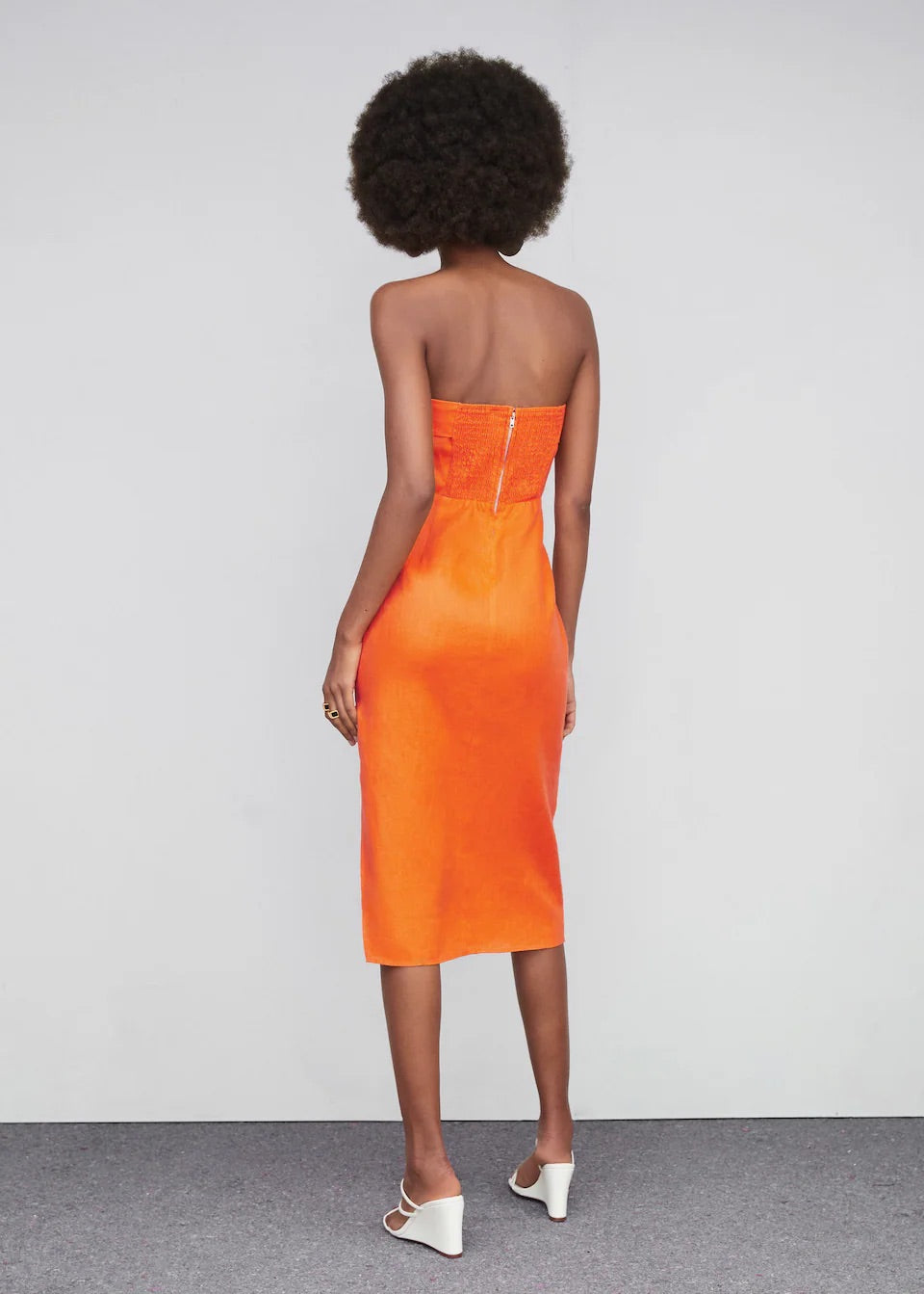 Linen strapless dress