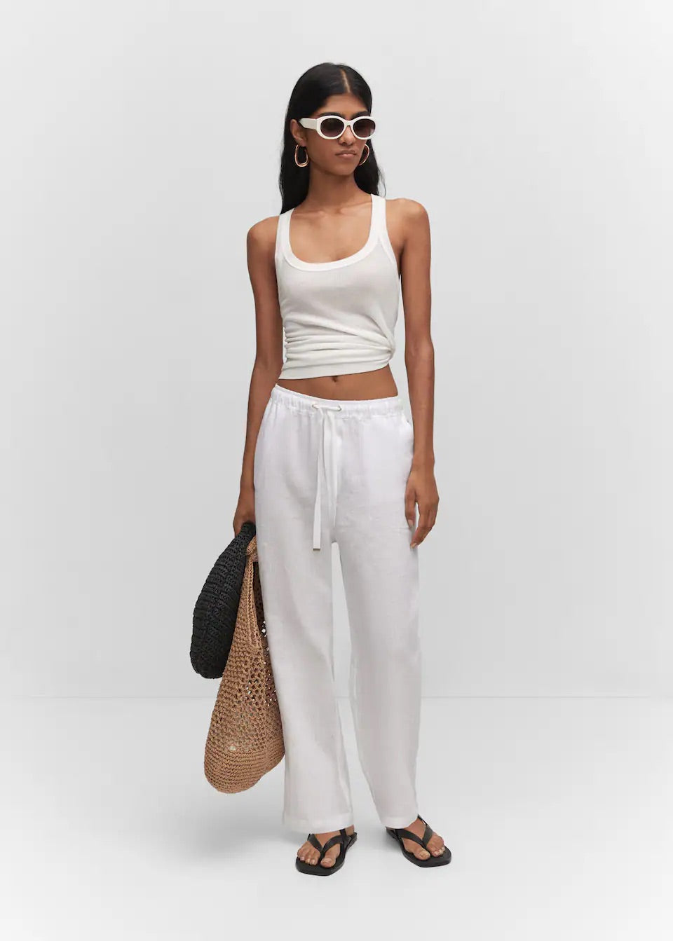 Bow linen trousers