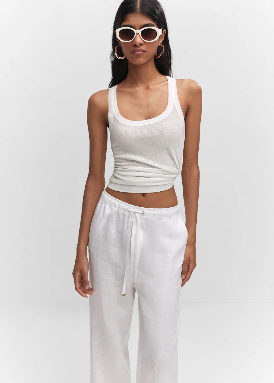 Bow linen trousers