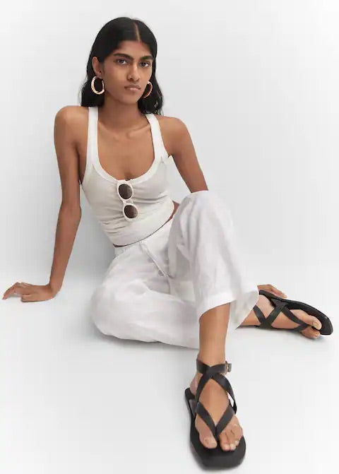 Bow linen trousers