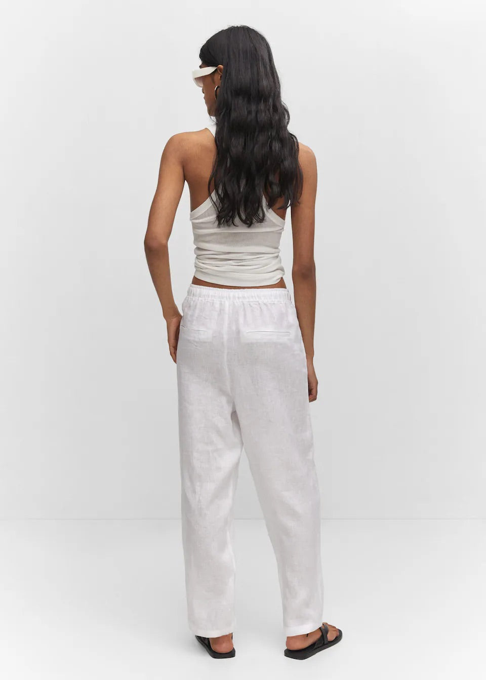 Bow linen trousers