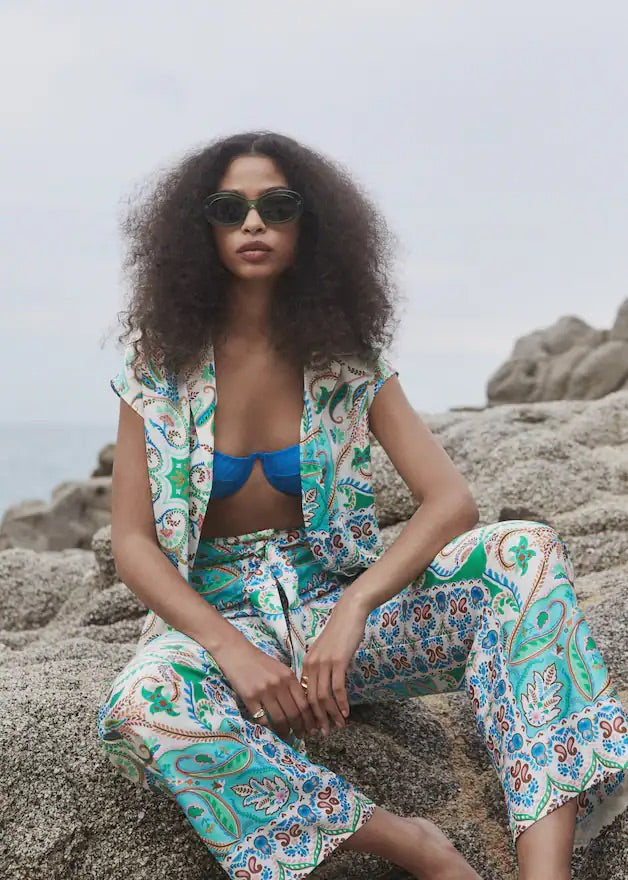 Satin printed trousers