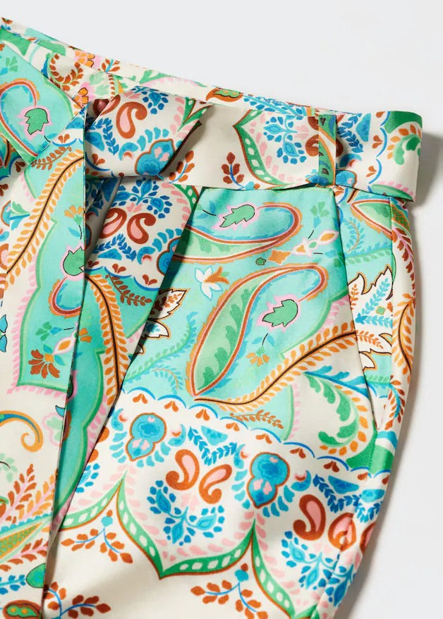 Satin printed trousers