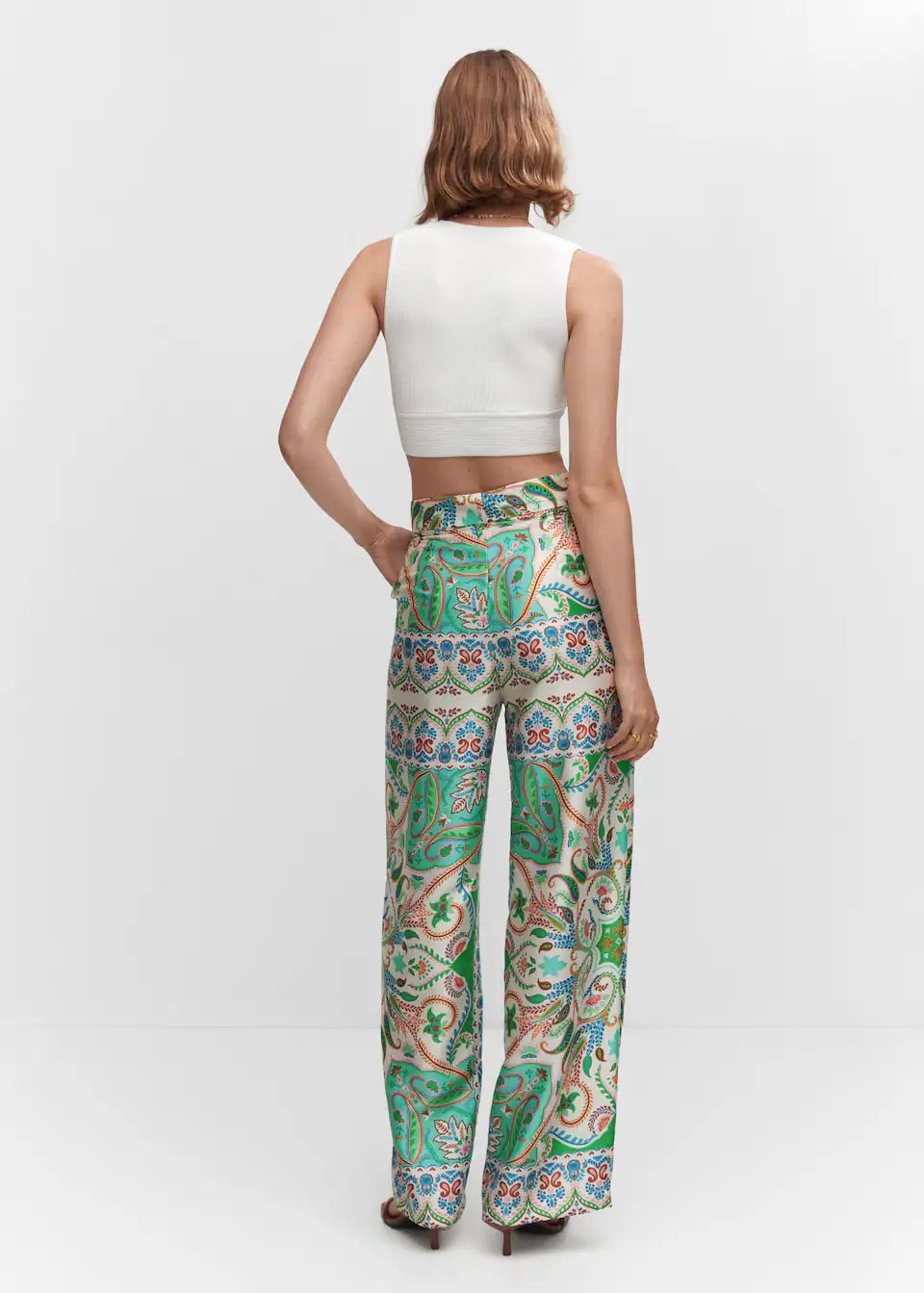 Satin printed trousers