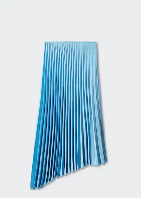 Pleated asymmetric skirt