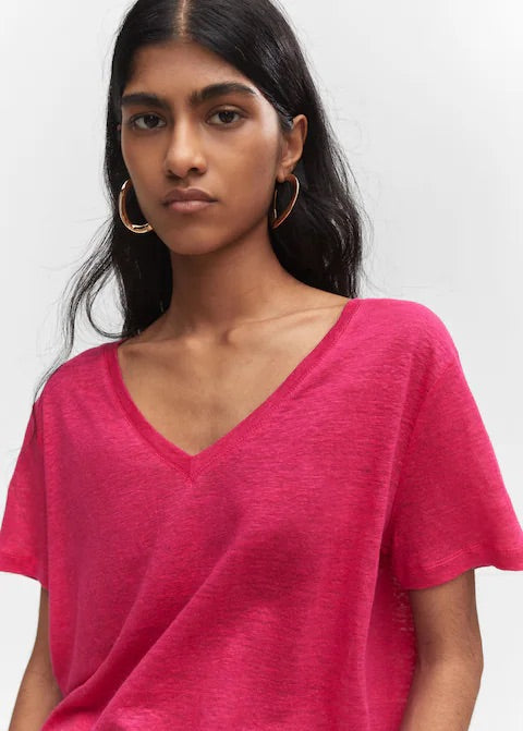 V-neck linen t-shirt