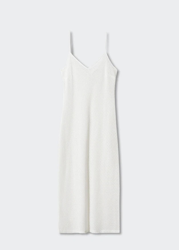 Long openwork knitted dress