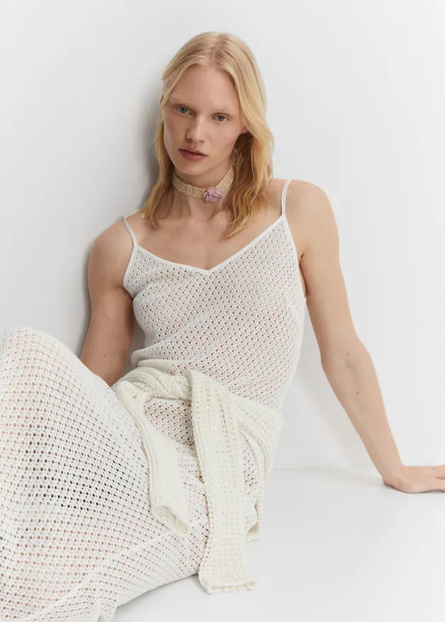 Long openwork knitted dress