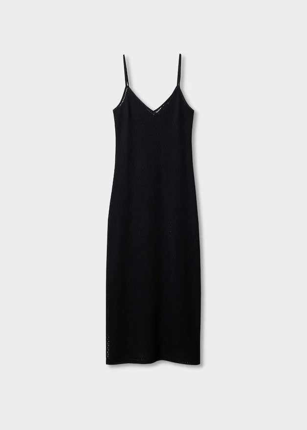 Long openwork knitted dress