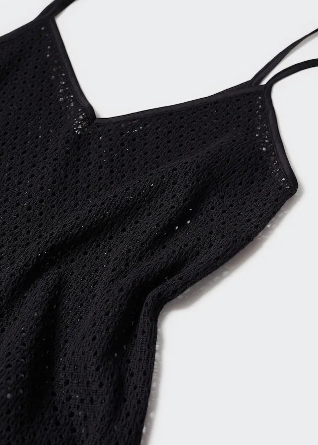 Long openwork knitted dress