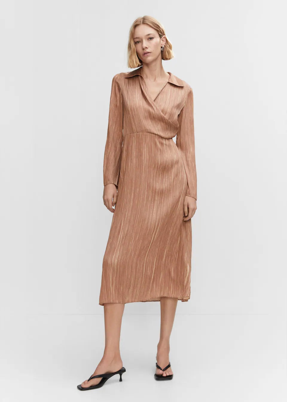 Satin shirt dress