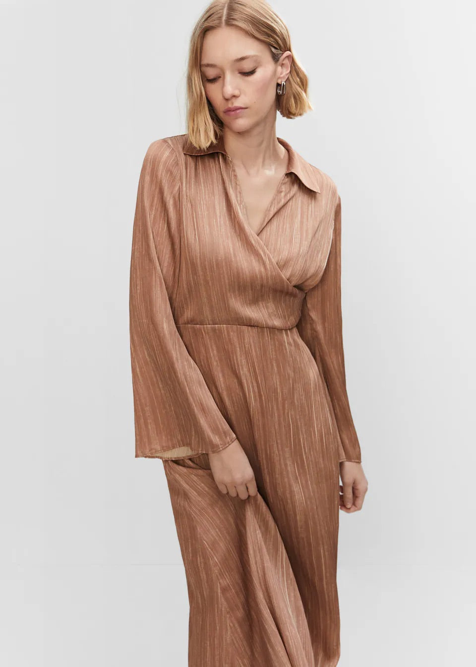 Satin shirt dress
