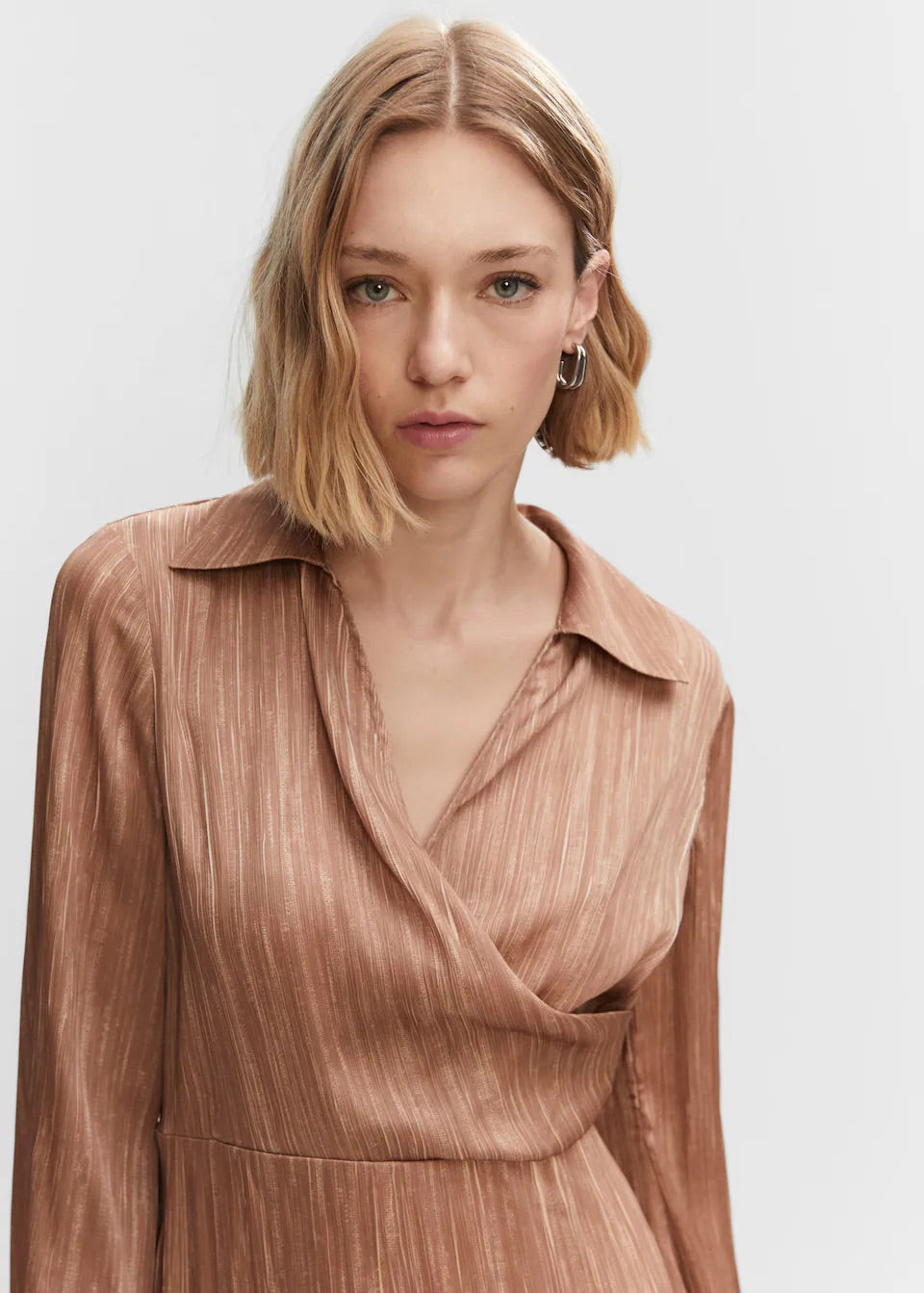 Satin shirt dress