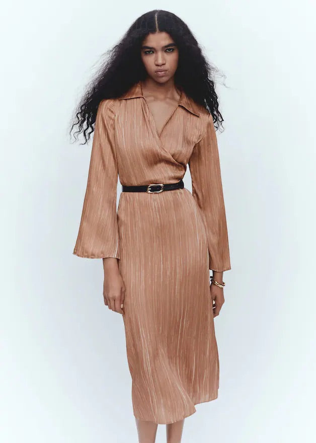 Satin shirt dress