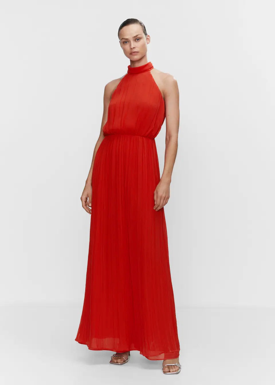 Pleated halter neck dress