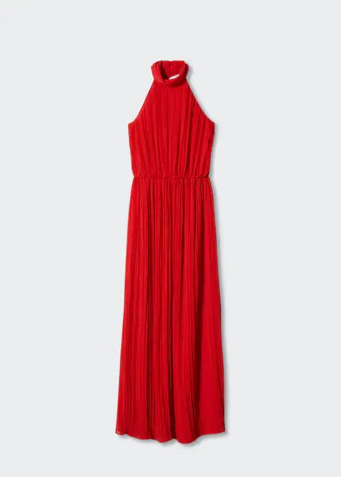 Pleated halter neck dress