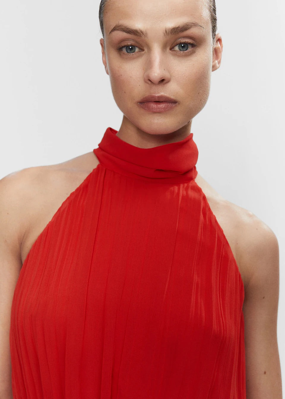 Pleated halter neck dress