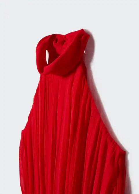Pleated halter neck dress