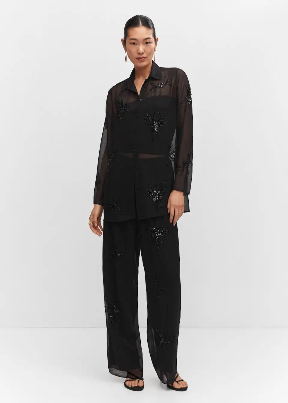 Pants with bead detail