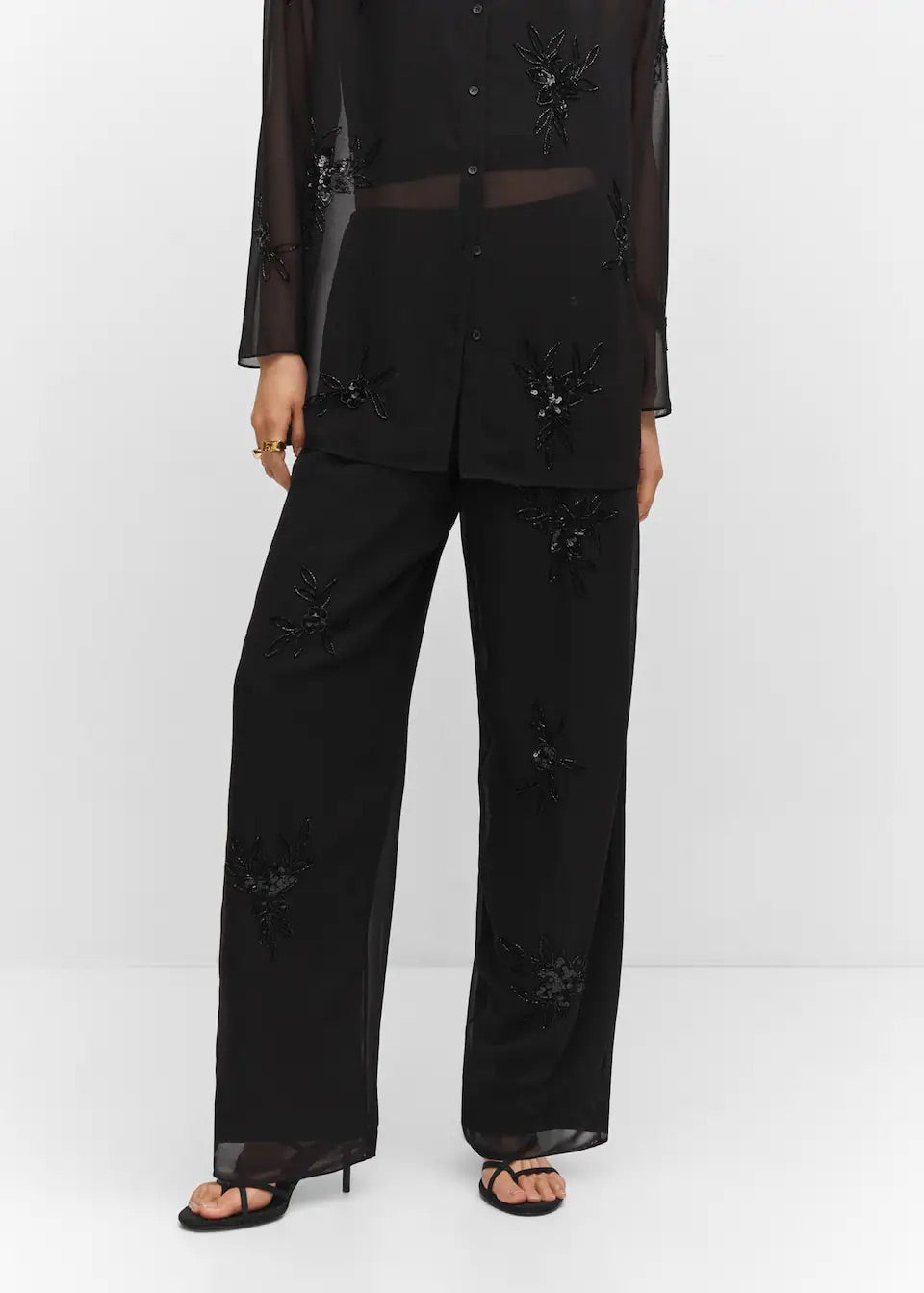 Pants with bead detail