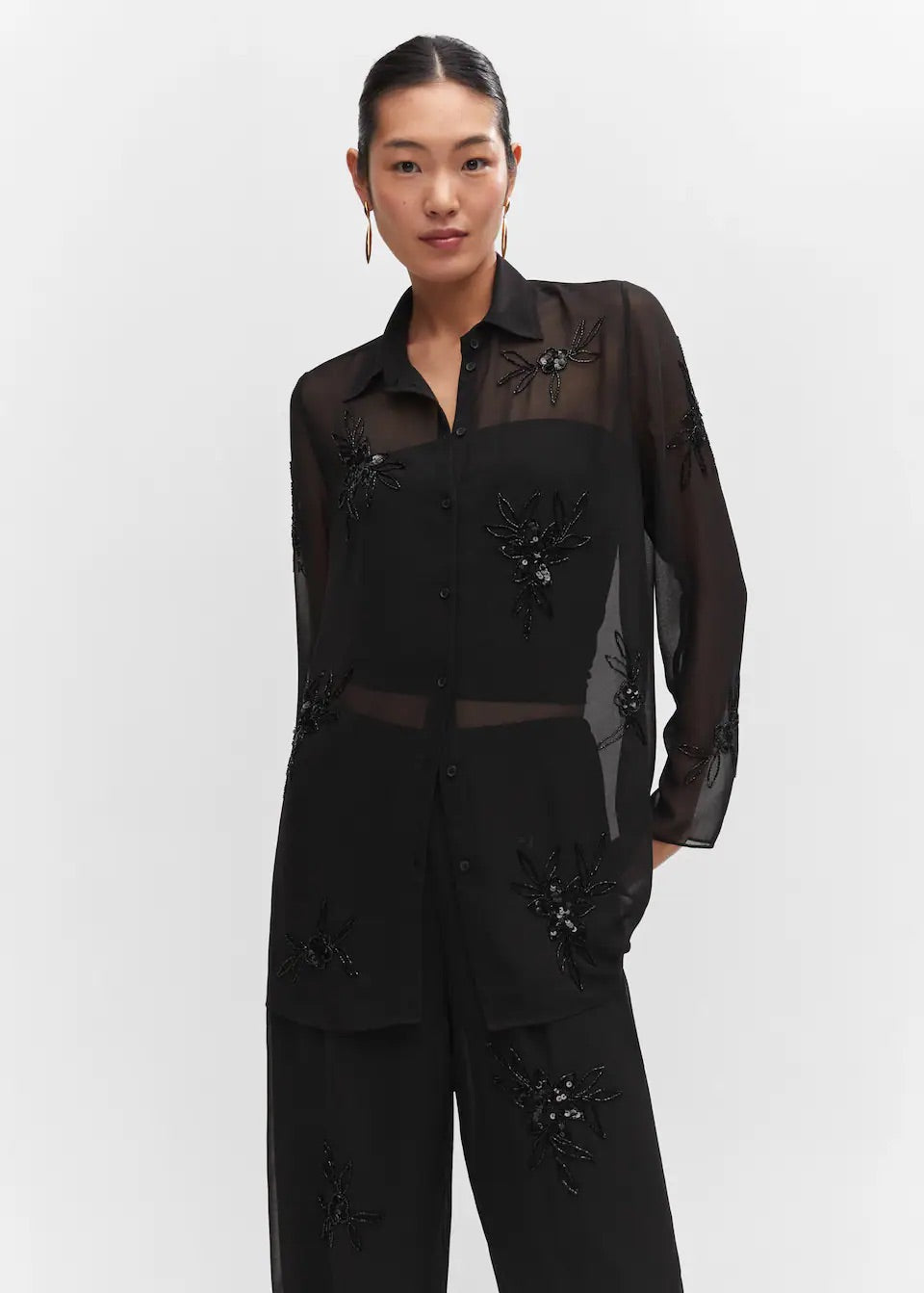 Pants with bead detail