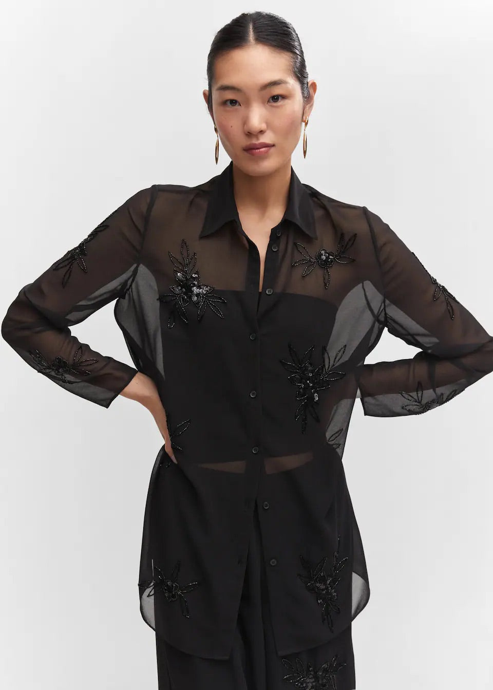Shirt with bead detail