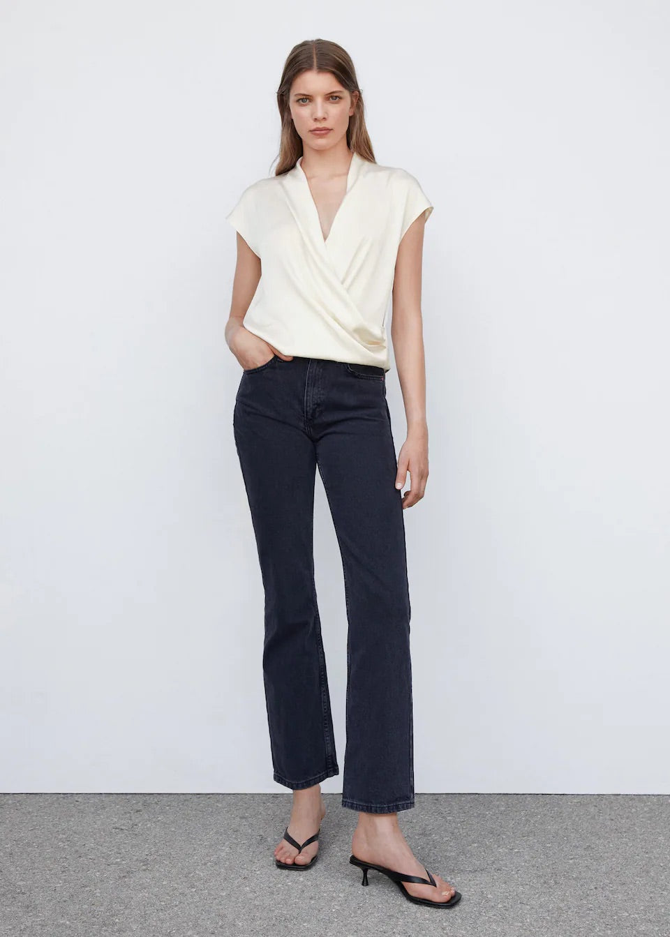Sleeveless crossover blouse