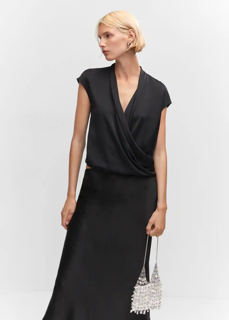 Sleeveless crossover blouse
