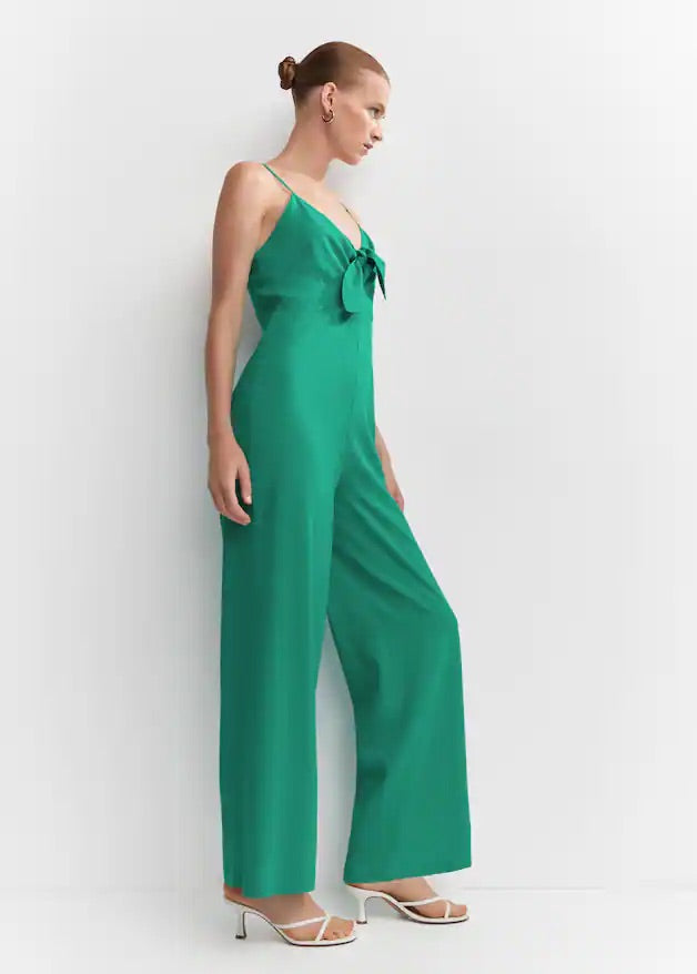 Bow linen jumpsuit