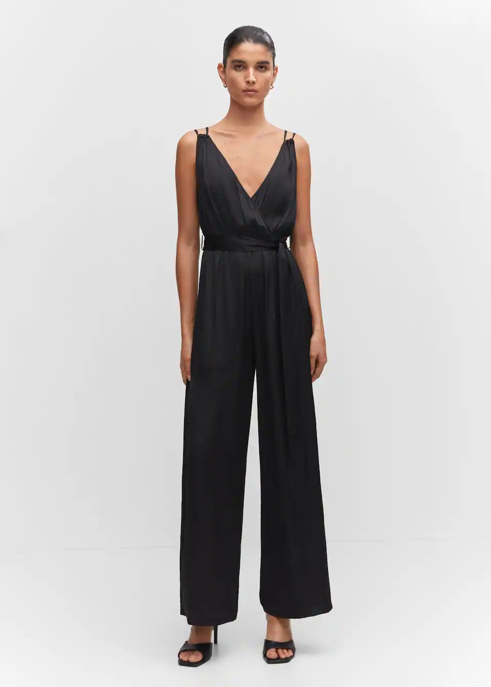 Satin pleated jumpsuit