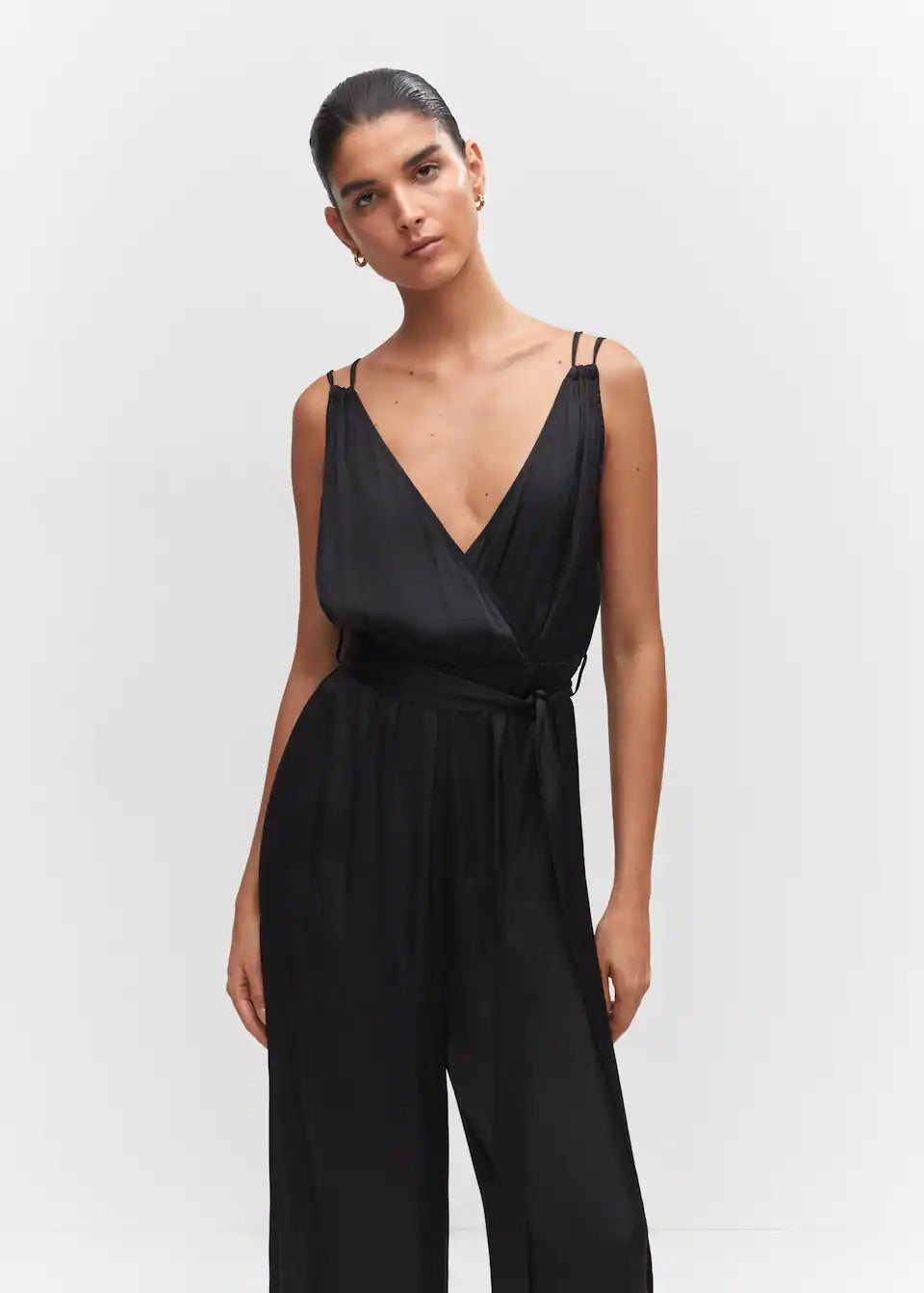 Satin pleated jumpsuit