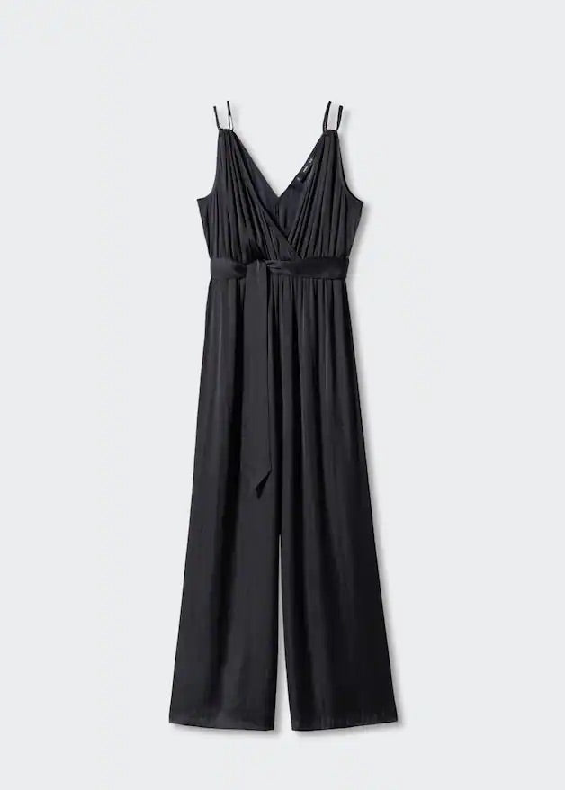 Satin pleated jumpsuit