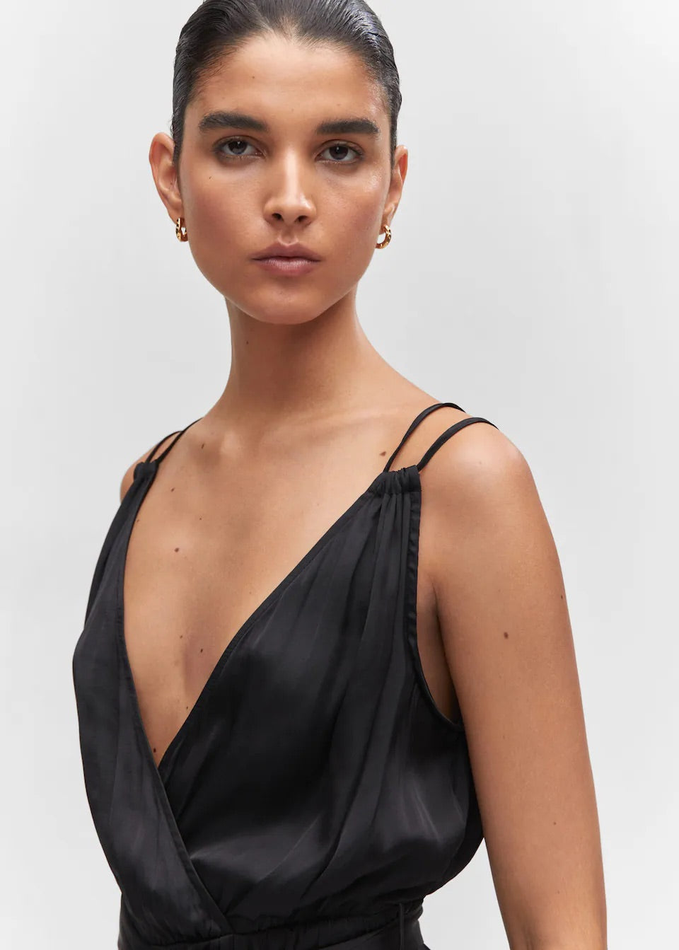 Satin pleated jumpsuit