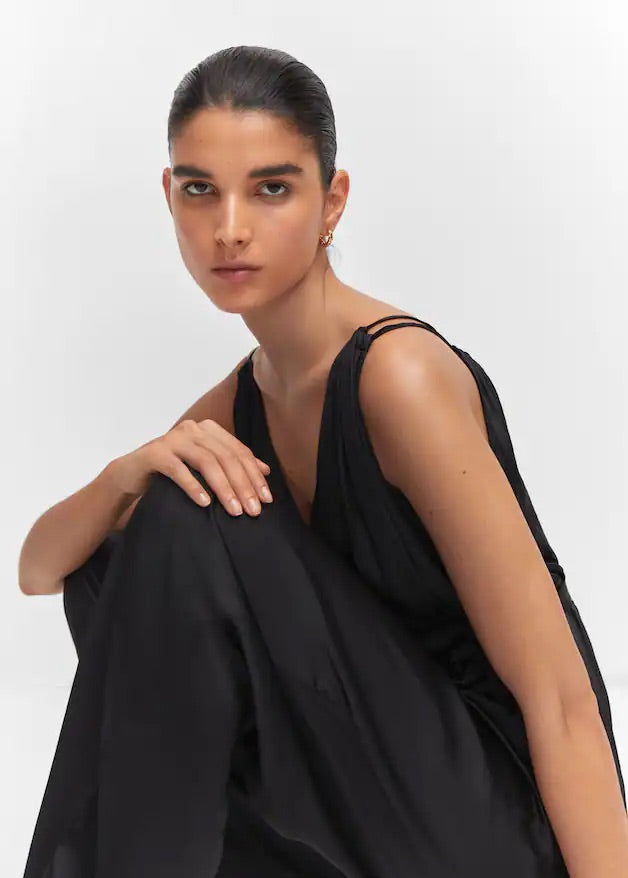 Satin pleated jumpsuit