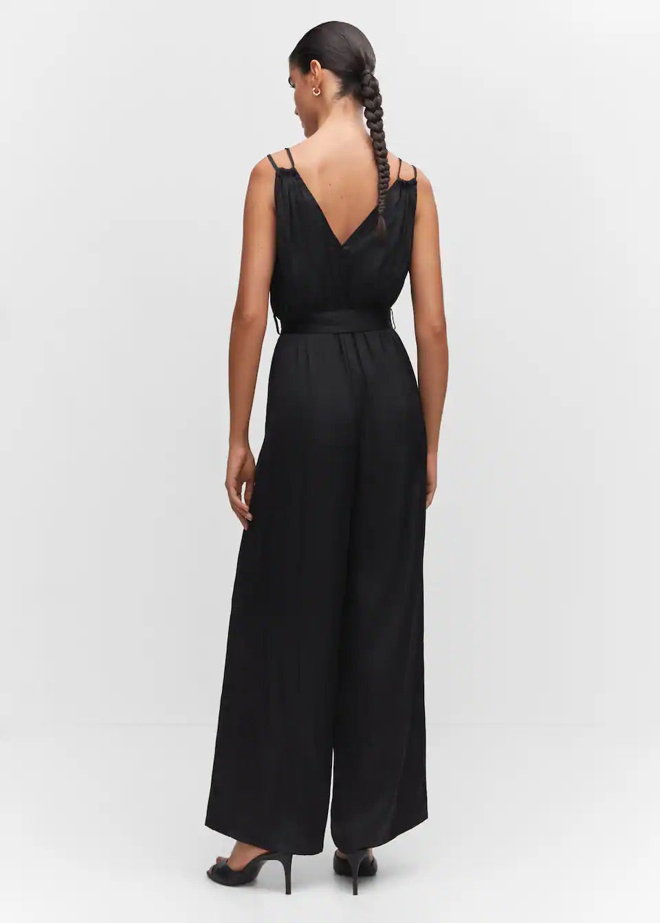 Satin pleated jumpsuit
