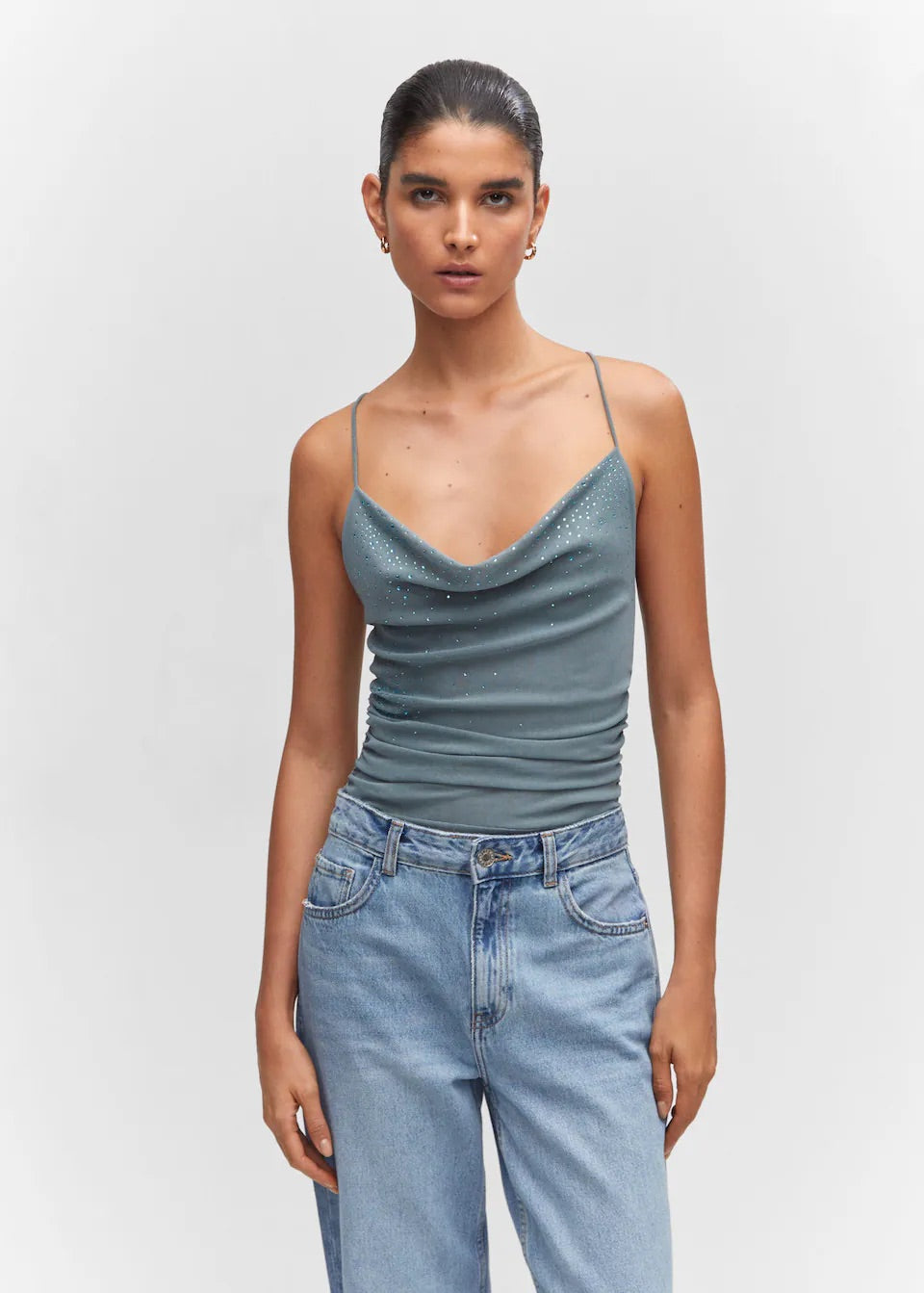 Draped body with rhinestone detail