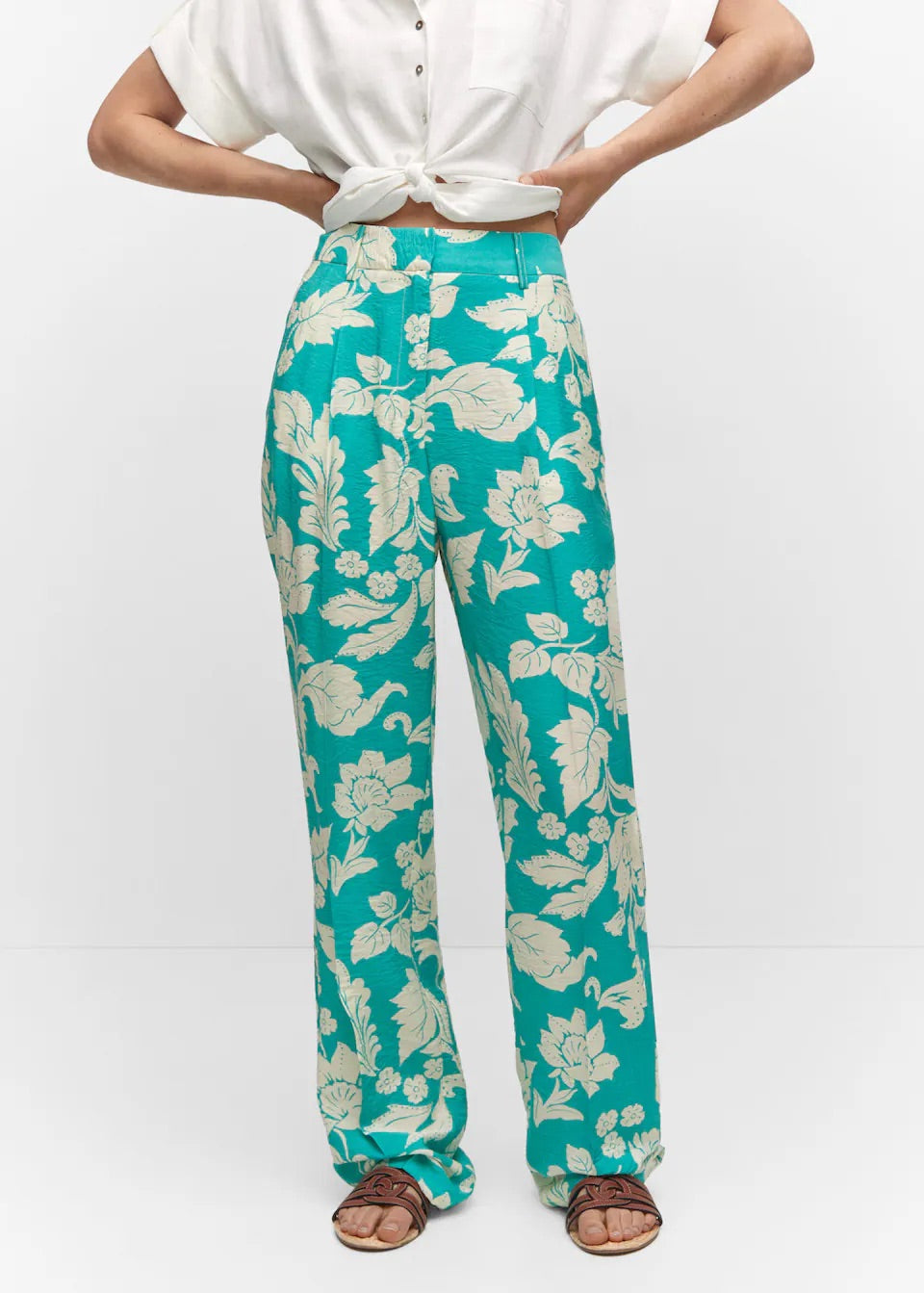 Printed straight trousers