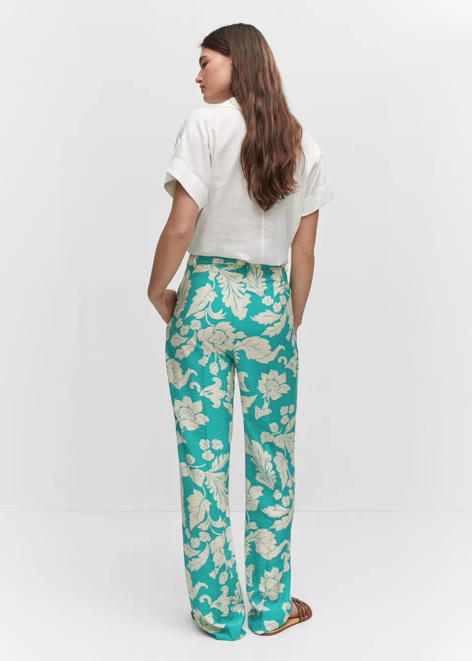 Printed straight trousers