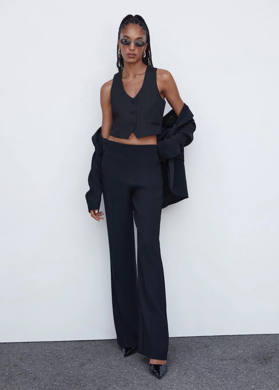 wide leg suit trousers