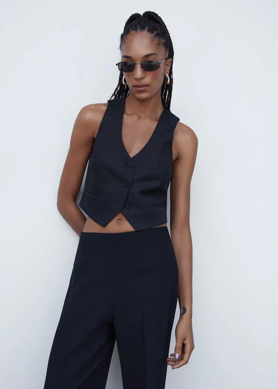wide leg suit trousers